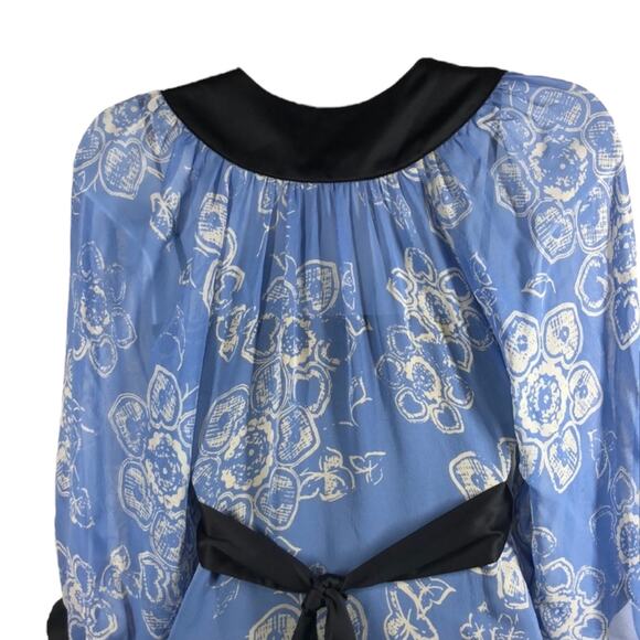 Anthropologie‎ Moulinette Soeurs Blue White Black Sheer Mini Dress Size 2 - Picture 6 of 7